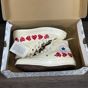 COMME DE GARÇON Hi-top Converse White 7 1/2 women, 5 1/2 men